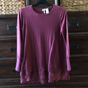 LOGO Maroon tunic sweater with pockets in size S